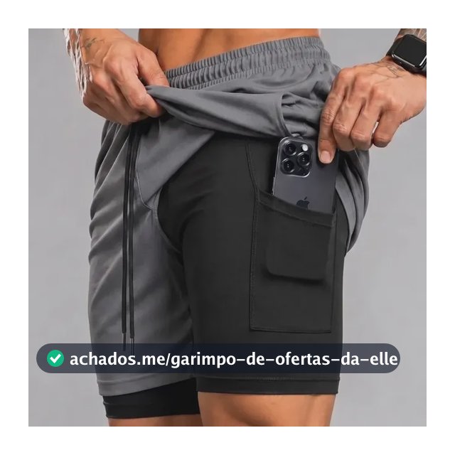 Bermuda 2 Em 1 Short Duplo Masculino Academia Treino Corrida