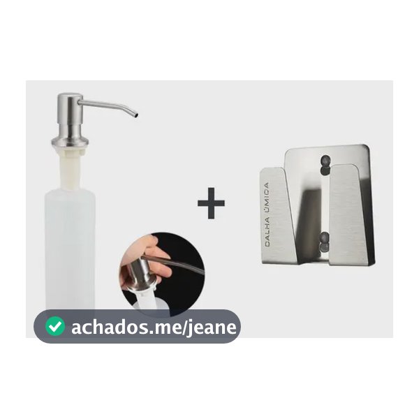 Dispenser Dosador Sabão Líquido Embutir + Porta Esponja Inox
