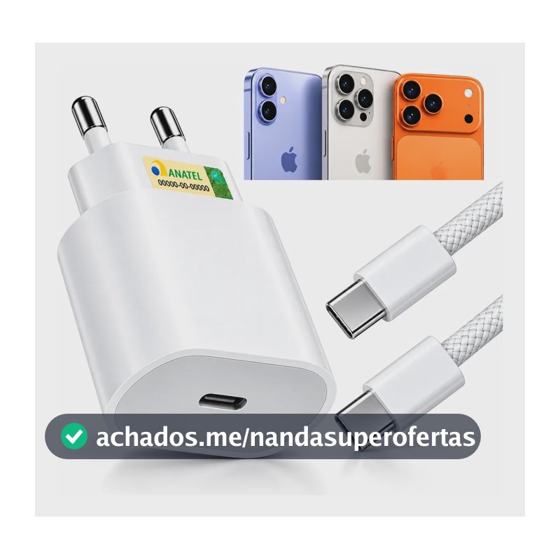 Carregador Turbo 30w Tipo-c Para iPhone 15 16 17 Pro Max Branco