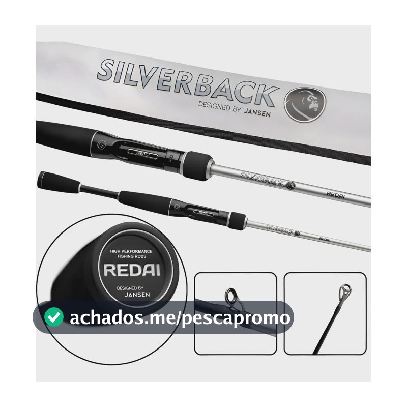 Vara Para Carretilha Redai Silverback 6'0 1,83mts 12-20lbs Preto E Cinza