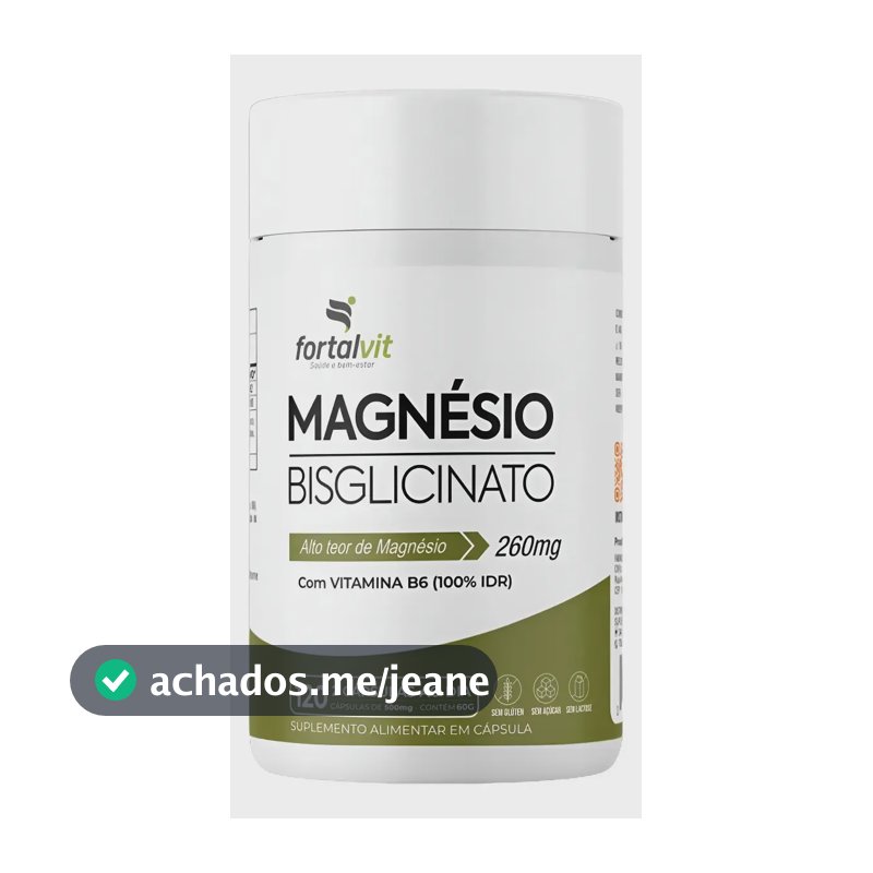 Magnésio Bisglicinato Longa Duração: 2 Meses de Uso, 260mg Magnésio + Vitamina B6, 120 Cápsulas, Fortalvit