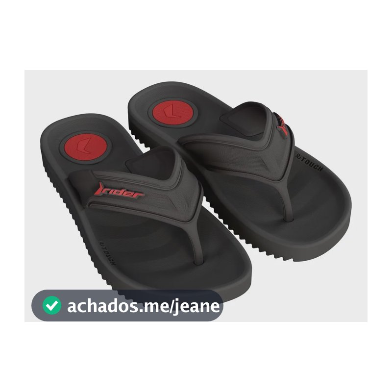 Chinelo Rider Trace Masculino 12608 Preto/preto/vermelho Liso 39.40