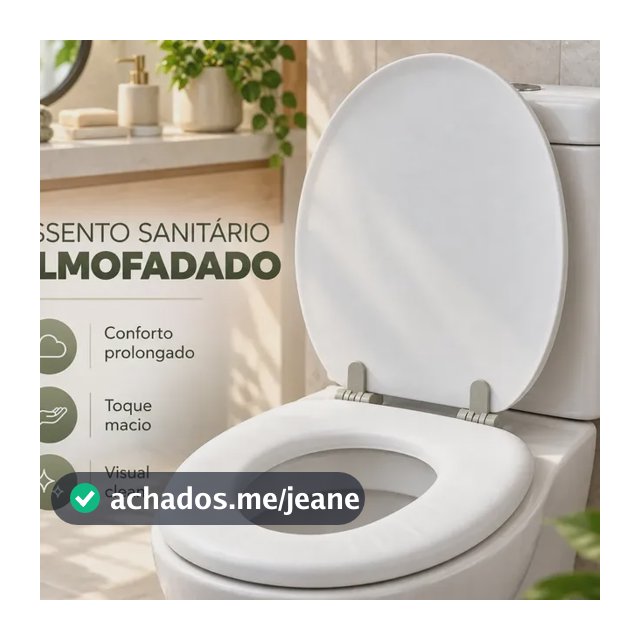 Assento Sanitário Almofadado Com Tampa De Vaso Banheiro Oval Universal Confortável Branco VIVATUTTO