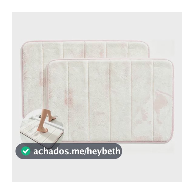 Kit 2 Tapetes Felpudos Banheiro Antiderrapantes 60x40cm Rosa Geométrico