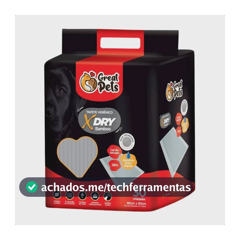 Tapete Higiênico Great Pets X Dry Slim 60x80cm 30 Unidades