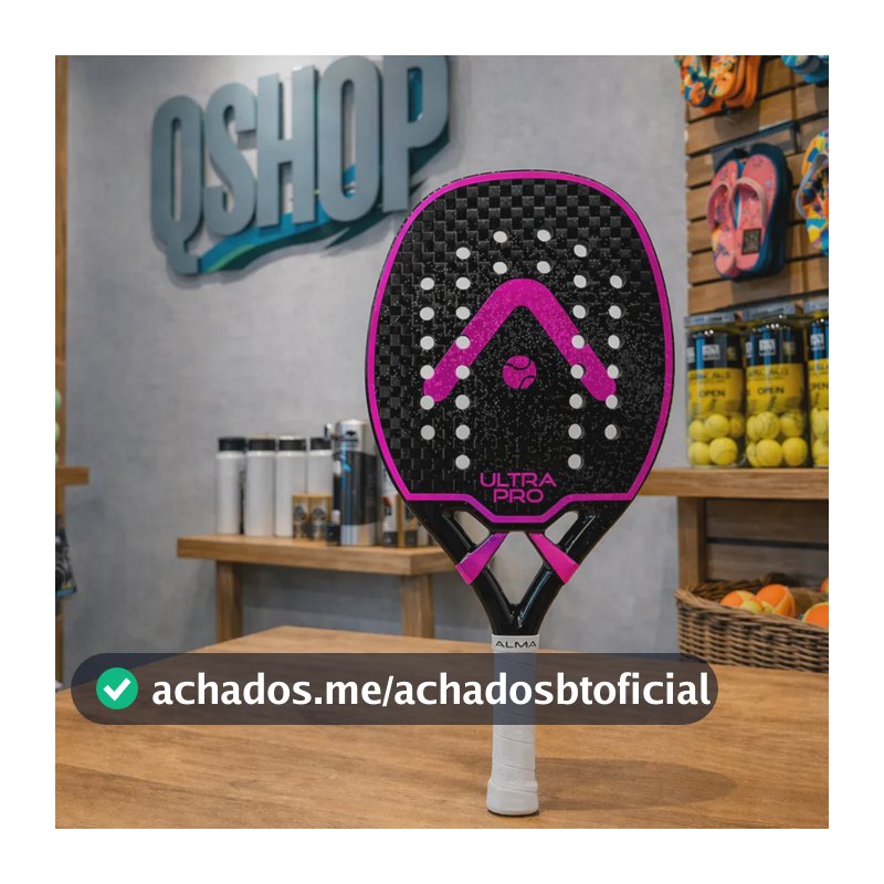 Raquete Beach Tennis Ultrapro 12k Com Tratamento Alma Genius Preto/rosa