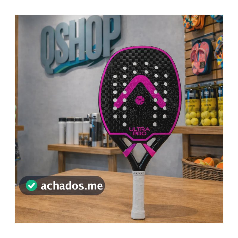 Raquete Beach Tennis Ultrapro 12k Com Tratamento Alma Genius Preto/rosa