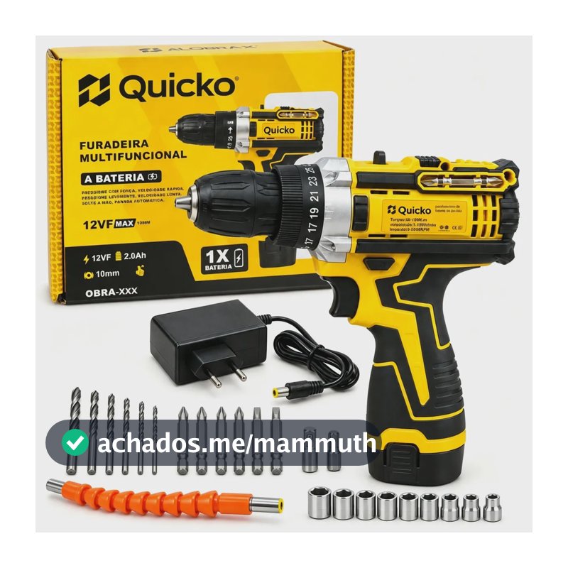 Furadeira Parafusadeira 12V Kit 25 Peças Potente