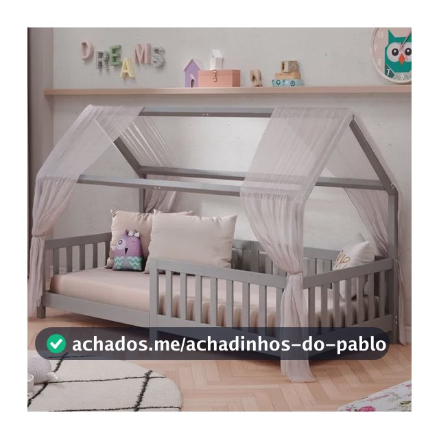 Cama Montessoriana Madeira Maciça Casa Estrado Nina Cinza Cinza Cama Casa