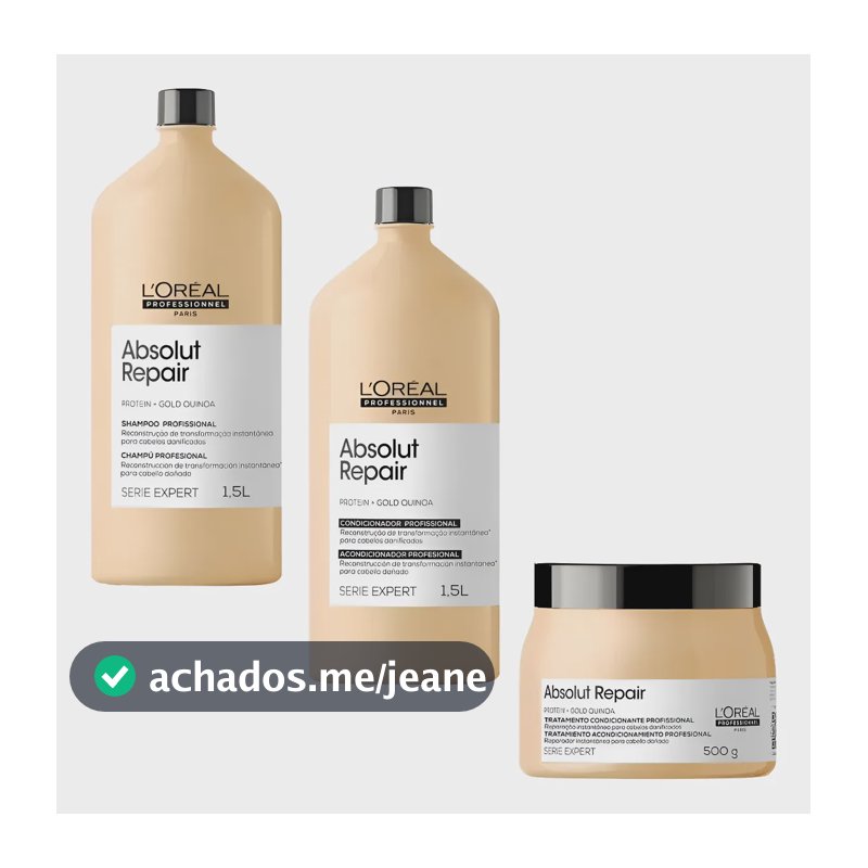 Kit L'oreal Absolut Repair Shampoo  + Cond 1,5l E Masc 500g