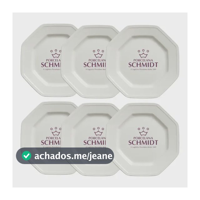 Conjunto Pratos Sobremesa Porcelana Prisma 20cm Branco Schmidt 6