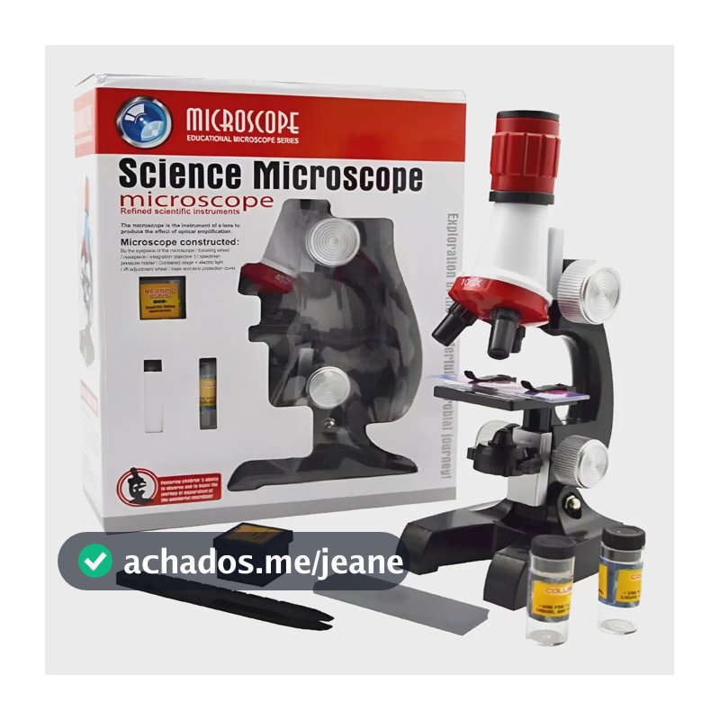 Microscopio Infantil Educacional 1200x Com Led E Acessorios