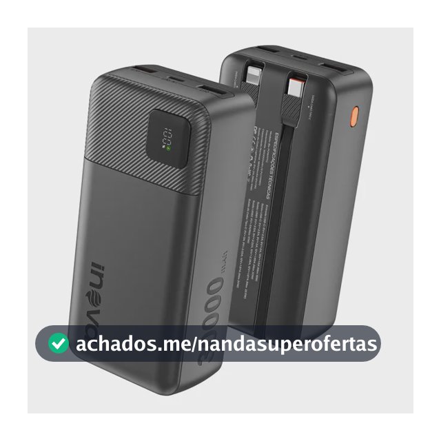 Carregador Portátil Power Bank Turbo Inova 30000mah Pd 22.5w Preto