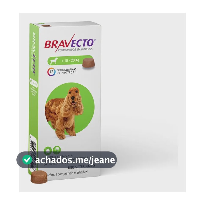 Bravecto Cães 10-20kg 500mg 1 Comp. Mastigável Msd Verde-limão