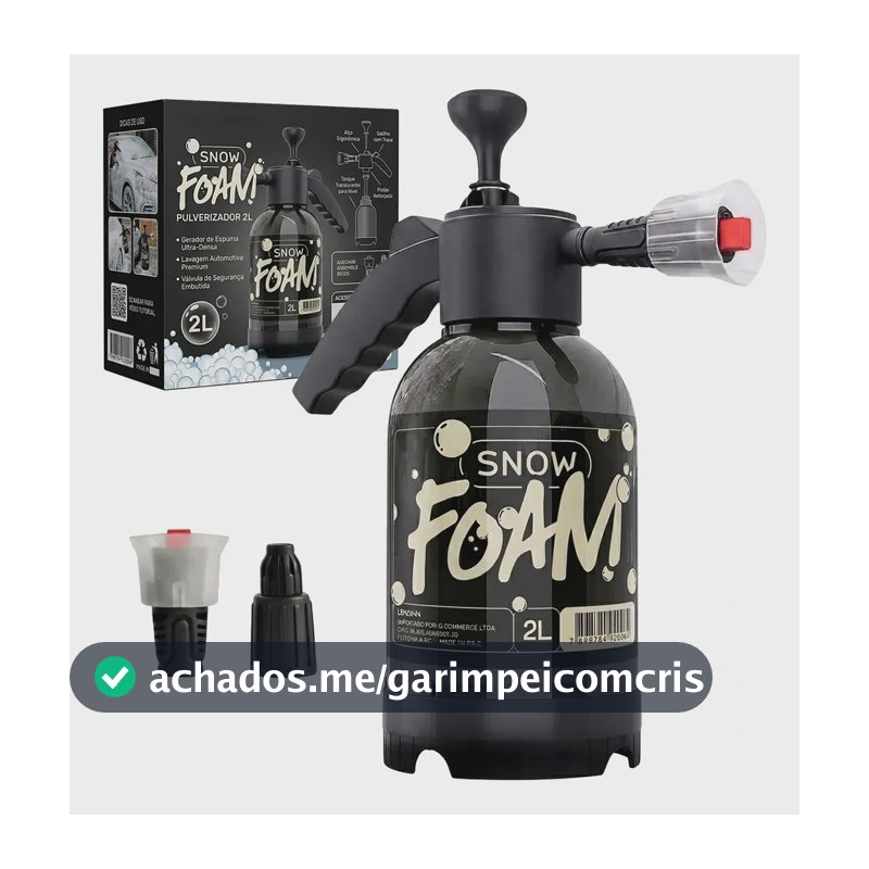 Snow Foam Pulverizador Manual Borrifador Alta Pressão 2 Litros Com 2 Bicos Espuma Automotivo Lavagem Carro Moto Limpeza Jardim