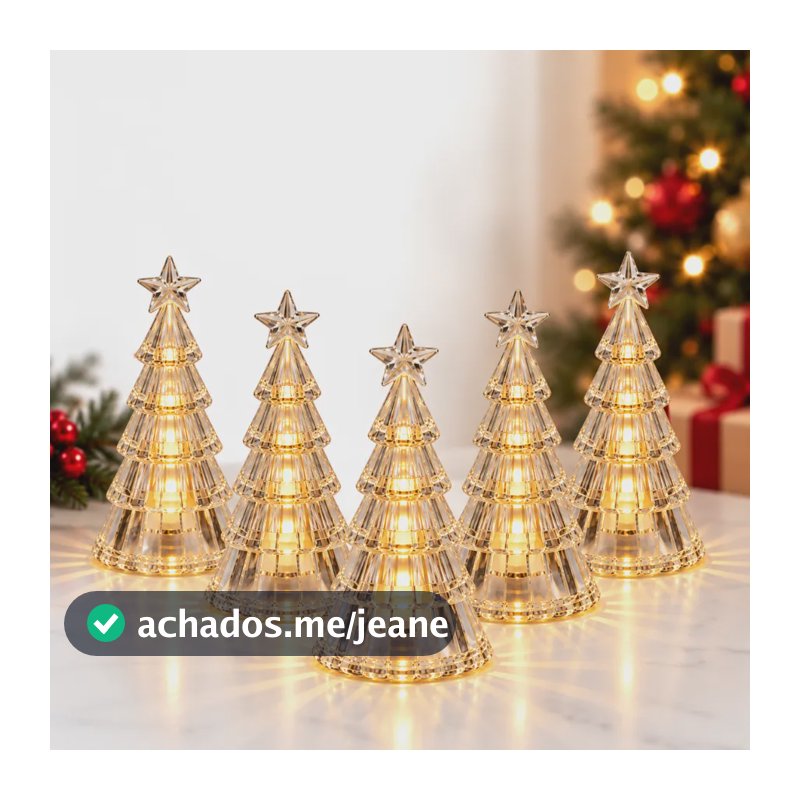 Mini Árvore De Natal Decorativa Led 15cm Enfeite Natalino Kit 5un - Transparente