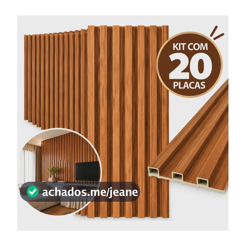 Kit 20 Barras Painel Ripado Wpc 1,40 Freijo Facil Instalação Ripado Freijó Ripado | Freijó