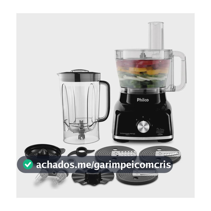 Multiprocessador Philco 1700W 9 em 1 Preto PMP1600P