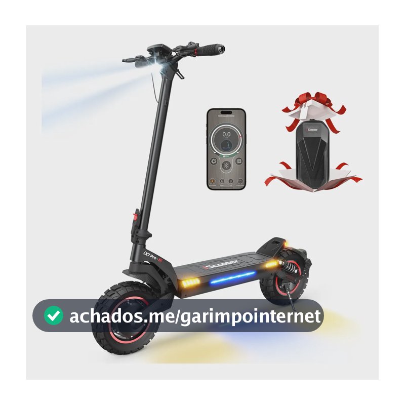 Scooter Elétrico 2000w 60km/h Autonomia 70km 15.5ah App Cont Preto