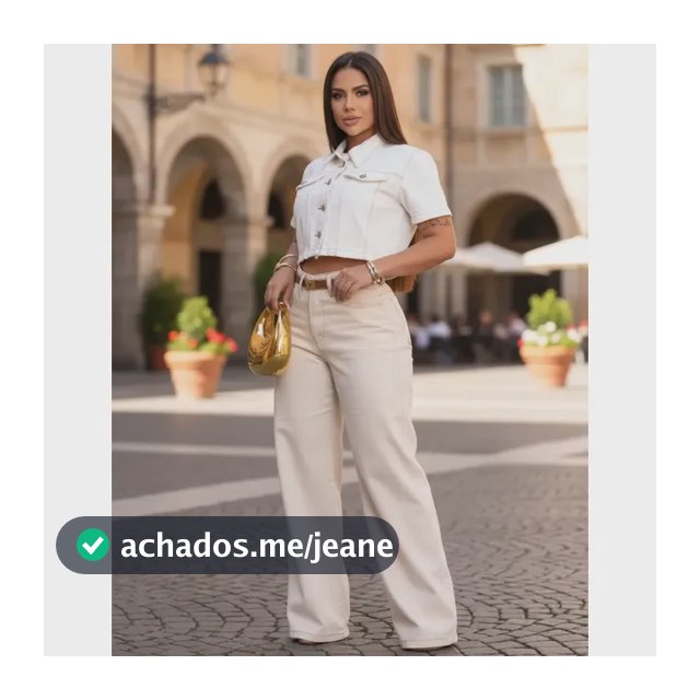 Calça Wide Leg Off White Feminina Elegante Com Jeans Premium