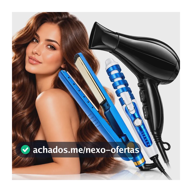 Kit Prancha Nano Titanium + Secador + Modelador De Cachos 110v
