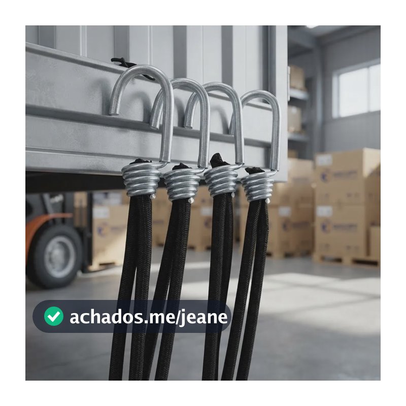 Kit 10 Cordinhas Elásticas P/ Lona C/ Gancho Preto Caminhão Preto