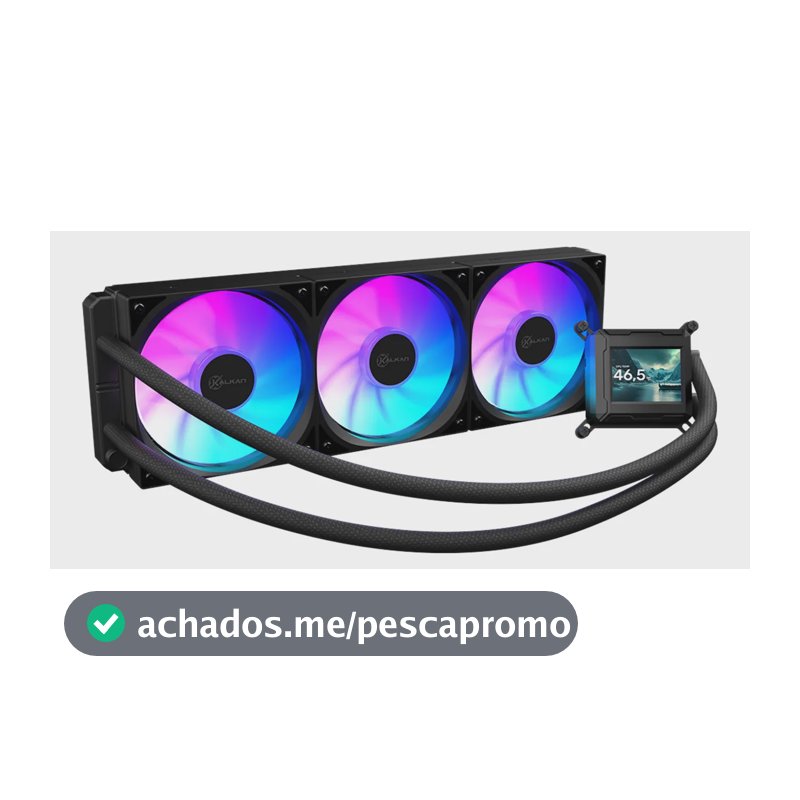 Water Cooler Kalkan Aura Com Tela Lcd 360mm Argb Intel Amd Preto