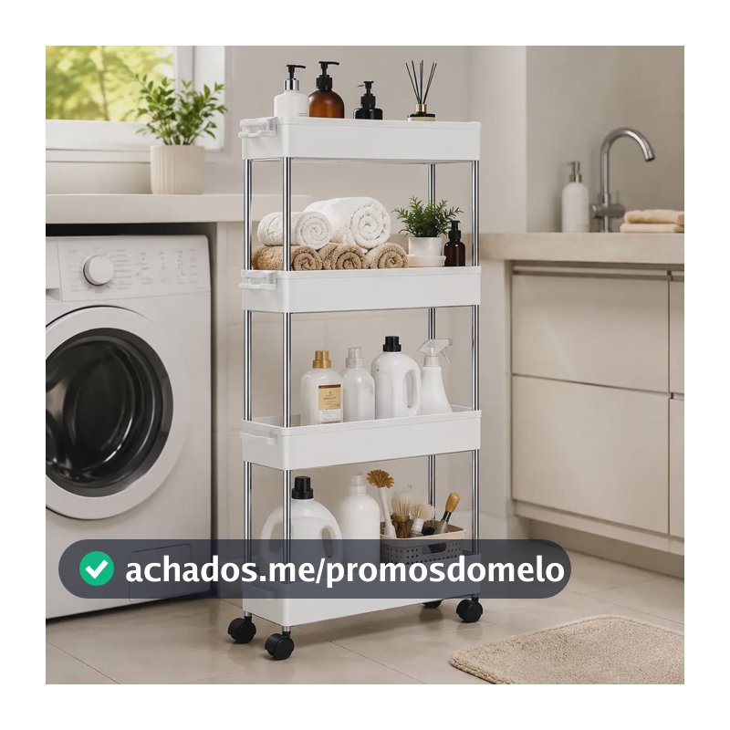 Carrinho Organizador Rodinhas Multiuso Cozinha Prateleiras Branco