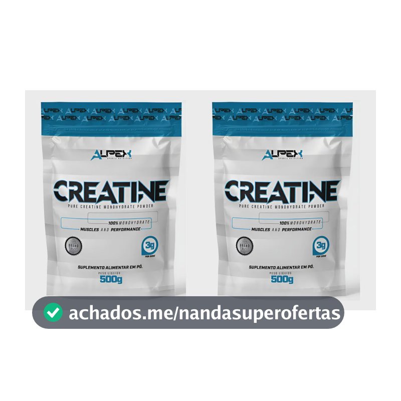 Kit Creatina 100% Pura 1kg (2und 500g) - Alpex Nutrition Sabor Sem Sabor