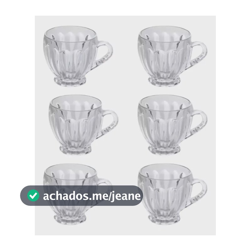 Jogo De 6 Xícaras Itália 200ml Transparente