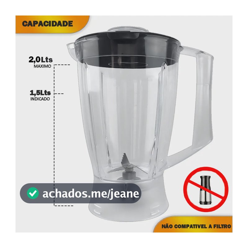 Copo Liquidificador Compativel Mondial Line/ Power2 /power550w/ Power2i