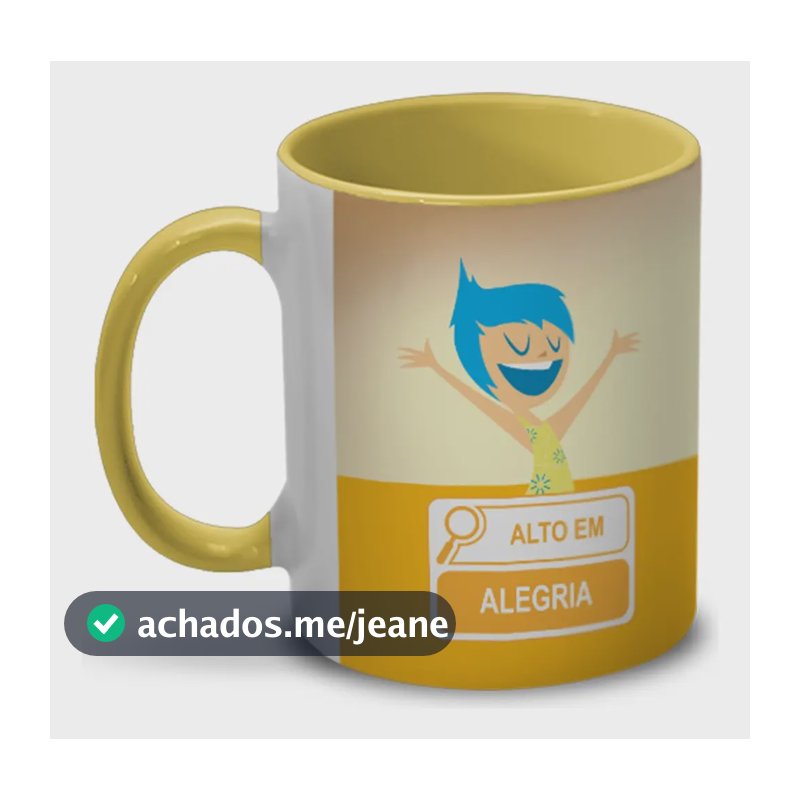 Caneca Alto Em Alegria 300ml Amarela Disney Amarelo