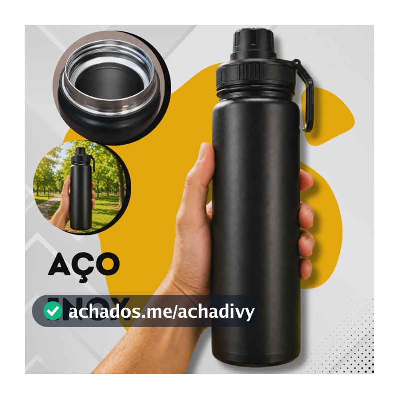 Garrafa De Água Termica 800ml Café Inox Copo Frio E Quente Preto