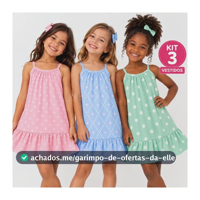 Kit 3 Vestido Infantil Menina Alcinha Verão Sortido 1 Ao 8