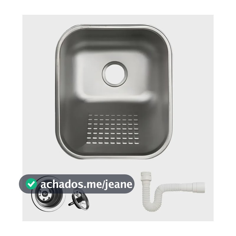 Tanque Aço Inox 34x40cm Square - Sobrepor Embutir Válv+sif Acetinado