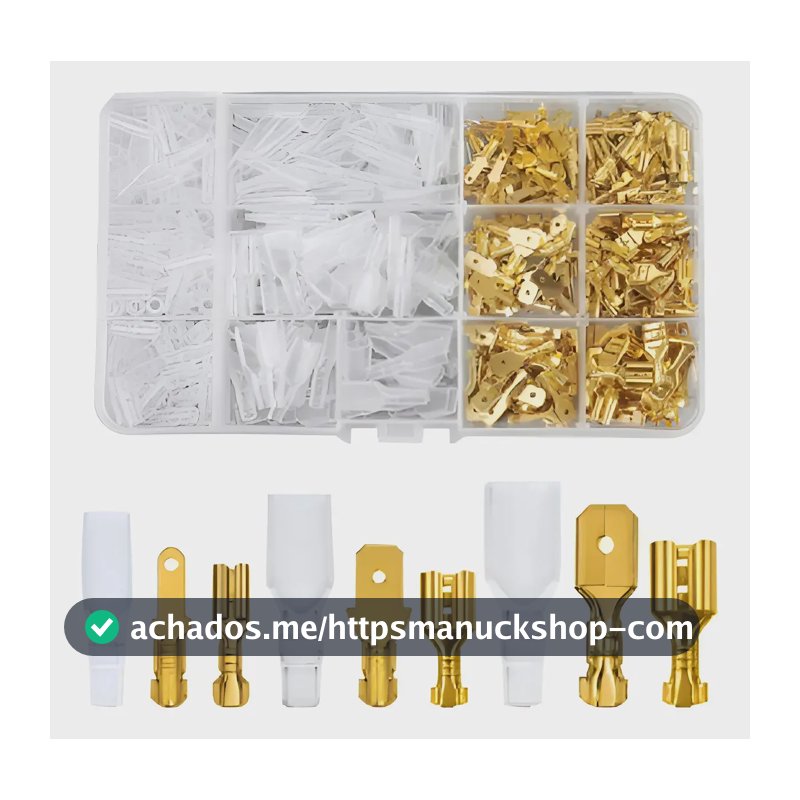 Kit 135 Pçs Conector Emenda Fio Macho Fêmea 2.8/4.8/6.3mm Dourado