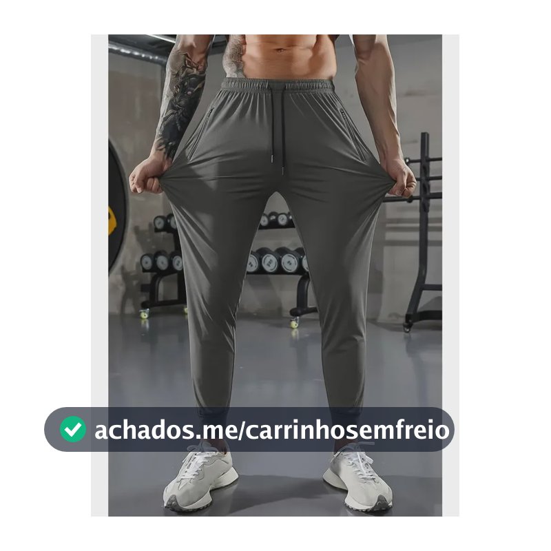 Calça Masculina Tactel Jogger Esportiva Academia Slim Treino Cinza Tactel G3 54/56