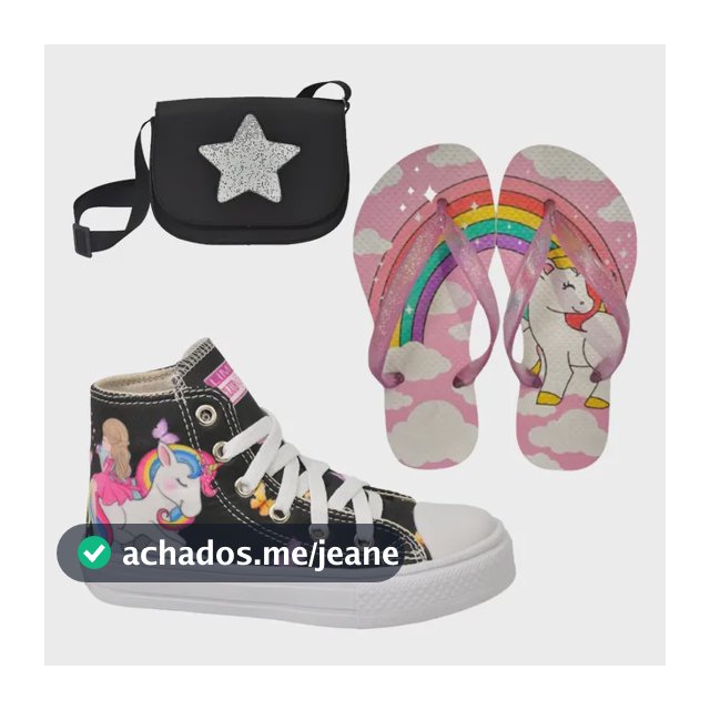 Tênis Botinha Infantil Personagem Menina + Bolsa + Chinelo