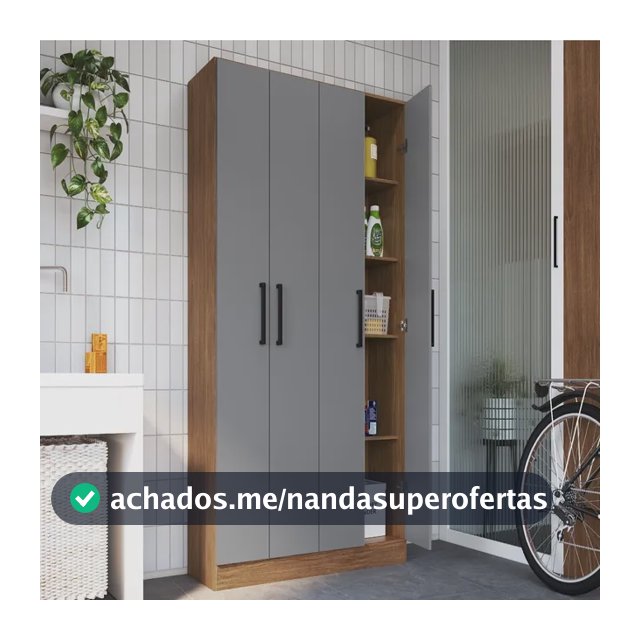 Armário Multiuso 4 Portas Rivera 177cm X 103cm X 34 Jh Freijó/cinza