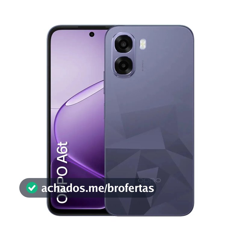 Smartphone OPPO A6t 128GB 12GB RAM (4GB + 8GB RAM Virtual) Bateria Gigante 6500 mAh Câmera AI Violeta