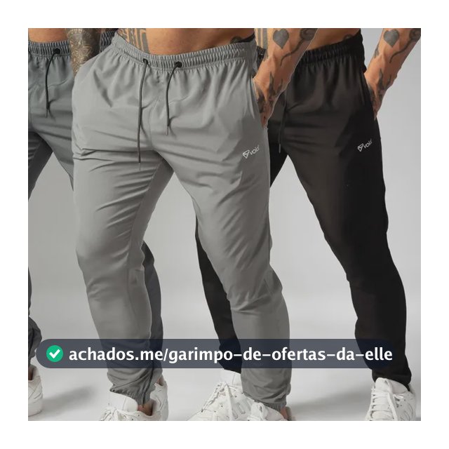 Kit 3 Calças Jogger Masculinas De Tactel Com Elastano Ziper