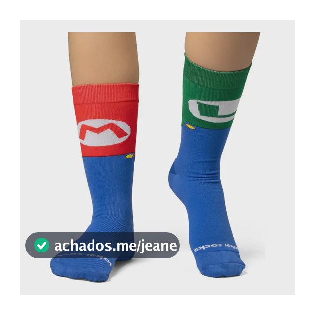 Meia Masculina Divertida Estampada Mario Bros Dryfio Confort