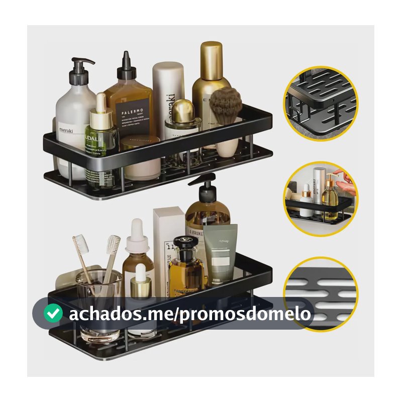 Kit 2 Suporte Porta Shampoo Sabonete Banheiro Adesivo Parede HW