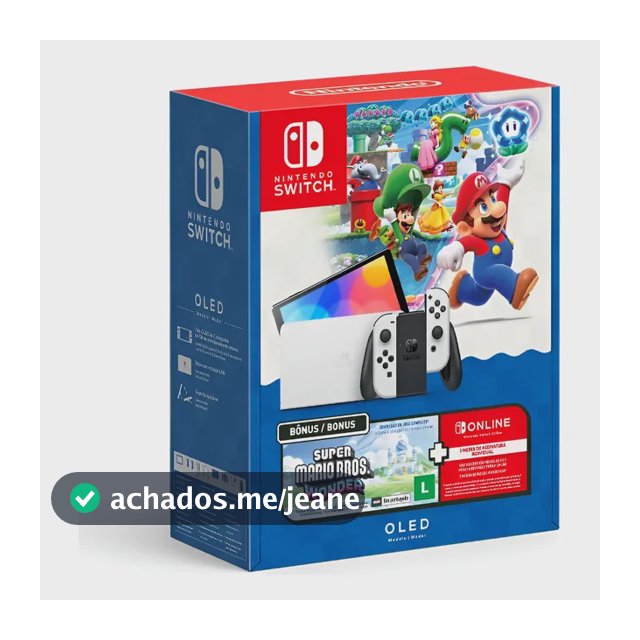 Bundle Nintendo Switch Oled + Super Mario Bros. Wonder + 3mo Nos Branco