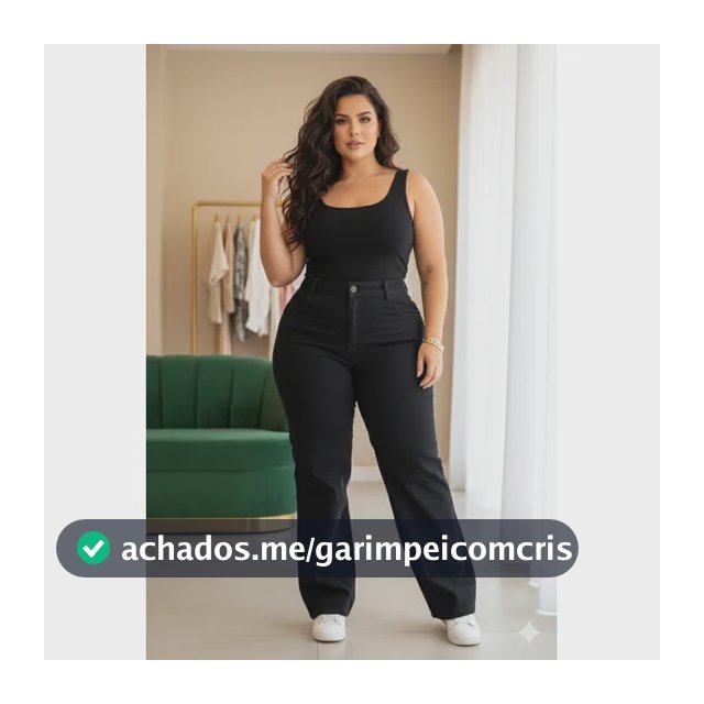 Calça Plus Size Jeans Feminina Wide Leg Levanta Bumbum
