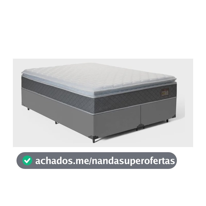 Cama Box Queen + Colchão De Espuma D45 C/ Pillow Top Cor Cinza