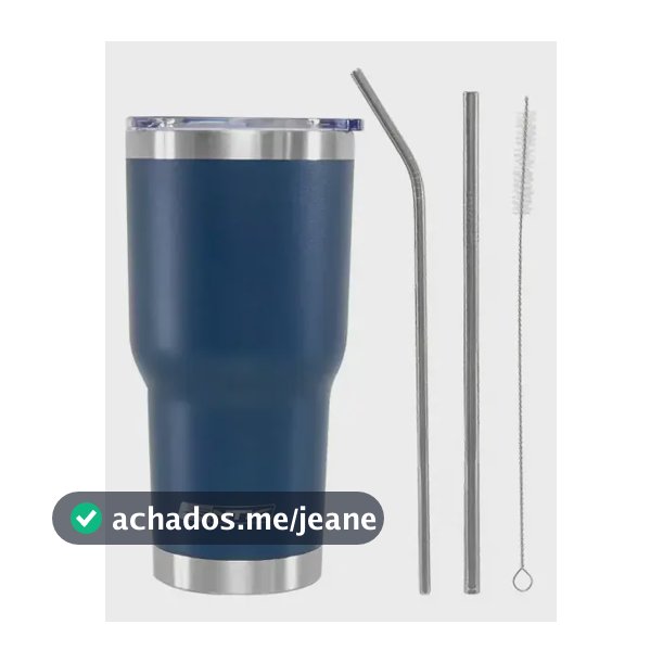 Copo Térmico Inox Siluet 850ml 2 Canudo e Escova Ntk Cor Azul