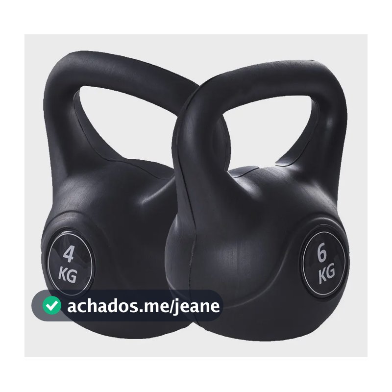 Kit 2 Pesos Kettlebell Para Treino Funcional 4kg E 6kg Preto Crossfit Musculação + E-book