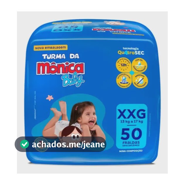 Fraldas Turma Da Mônica Baby - Tamanho Xxg 50 Unidades Extra Extra Grande (xxg)