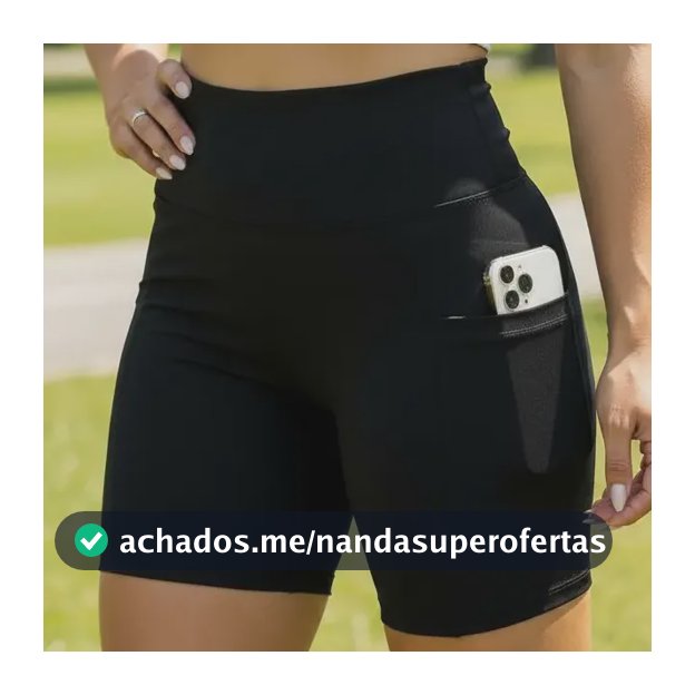 Shorts Feminino Academia Modeladora Com Bolso Proteção Uv50